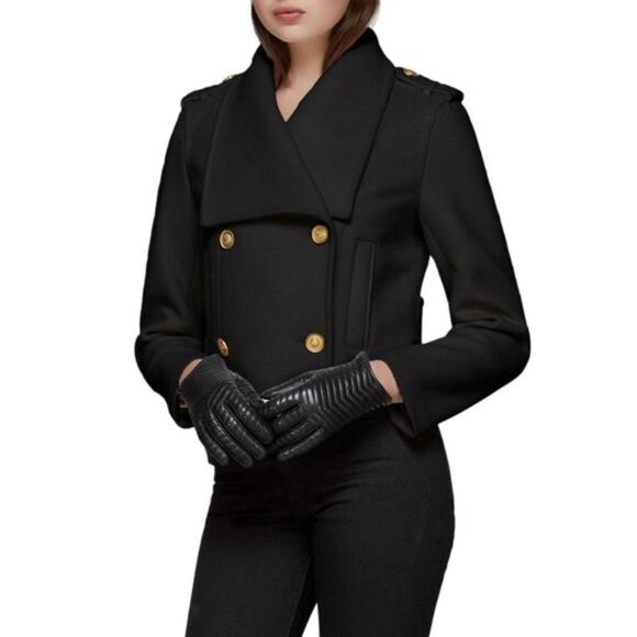 Mackage Jackets & Blazers - Mackage NEW Lana Cashmere Wool Double Breasted Cropped Coat Jacket Black Large